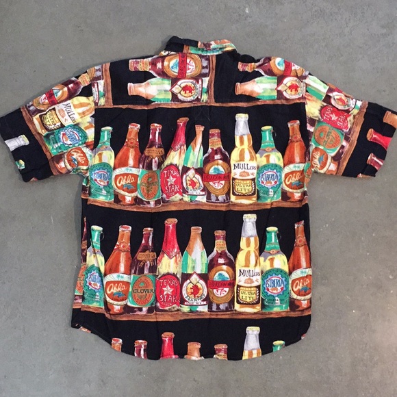 Vintage Sergio Valente Beer Print Button Down Shirt - Picture 4 of 6
